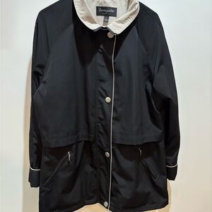 Forecaster of Boston Women's Black rain wind Coat with White Accents Vintage